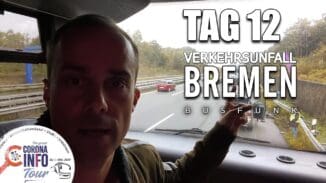 CORONA INFO Tour – Bremen | 2020-10-11 – Tag 12 – Busfunk – Verkehrsunfall bei Bremen